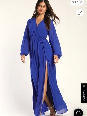 Lulu's Cobalt Blue Long Sleeve Maxi Dress - Worn Once